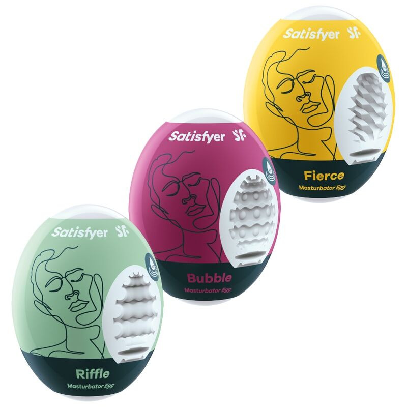 SATISFYER - 3 UOVA MASTURBATORI RIFFLE, BUBBLE E FIERCE SATISFYER - 3 UOVA MASTURBATORI RIFFLE, BUBBLE E FIERCE
