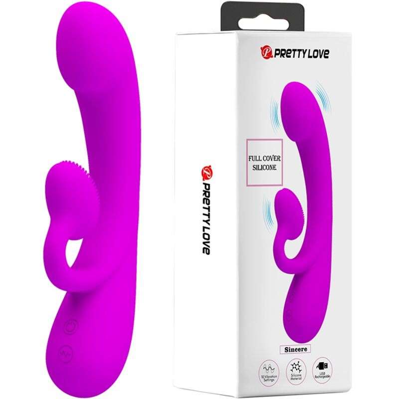 PRETTY LOVE - VIBRATORE SINCERO E ONDE STIMOLANTI PER IL CLITORIDE SILICONE VIOLA