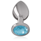 INTENSE - PLUG ANALE IN METALLO ALLUMINIO CON CRISTALLO BLU TAGLIA L