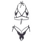 LEG AVENUE - SET DUE PEZZI REGGISENO E SLIP DI FARFALLE E PERLE TAGLIA UNICA - BIANCO