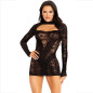 LEG AVENUE - MINI ABITO CON PIZZO MANICA LUNGA NERO LEG AVENUE - MINI ABITO CON PIZZO MANICA LUNGA NERO