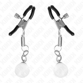 KINK - MORSETTI PER CAPEZZOLI PERLINE DI VETRO ARGENTO 6 CM