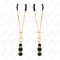 KINK - PINZE PER CAPEZZOLI SOTTILI ORO CON 3 PERLINE DI VETRO NERE 7 CM