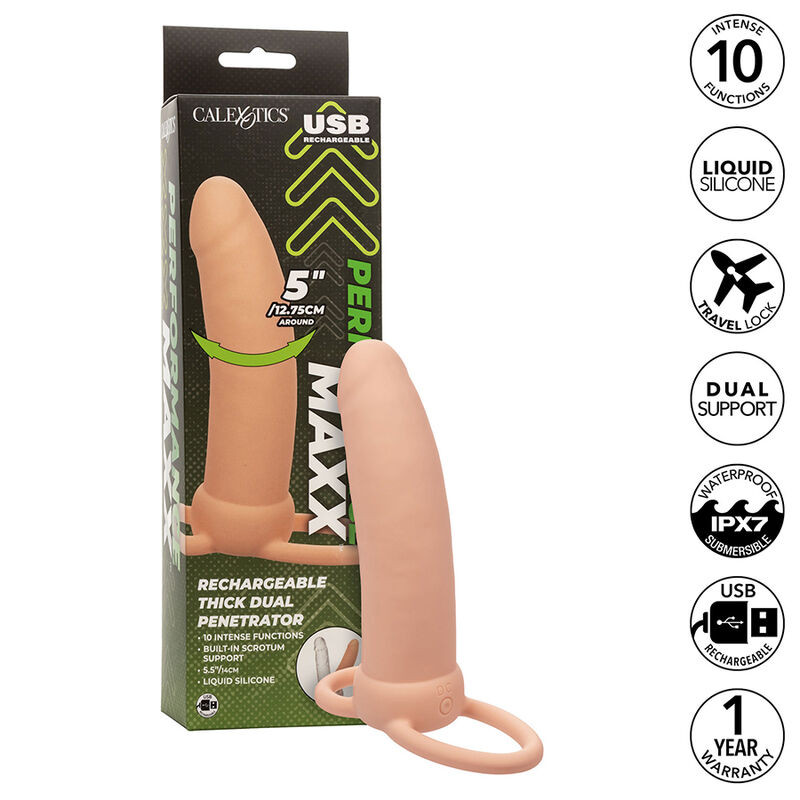 CALEXOTICS - MAXX THICK DUAL PENETRATOR 10 VIBRAZIONI CARNE CALEXOTICS - MAXX THICK DUAL PENETRATOR 10 VIBRAZIONI CARNE