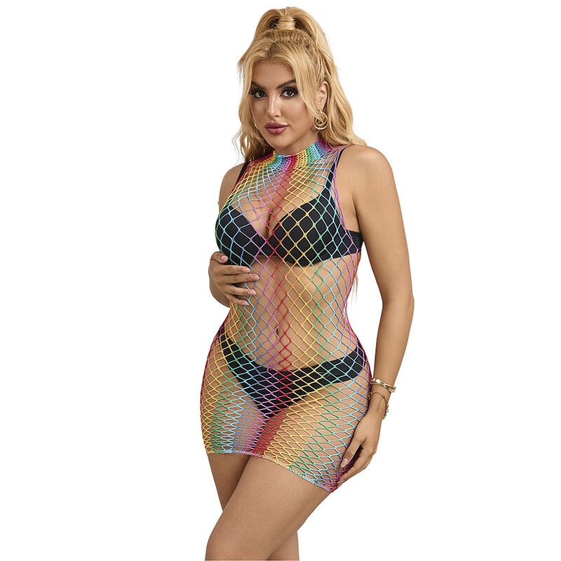 SUBBLIME - 952433 VESTITO A RETE SENZA MANICHE COLLO ALTO ARCOBALENO TAGLIA UNICA SUBBLIME - 952433 VESTITO A RETE SENZA MANICHE COLLO ALTO ARCOBALENO TAGLIA UNICA