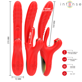 INTENSE - KAROL VIBRATORE MULTIFUNZIONE SPINTA  STIMOLAZIONE  ASPIRAZIONE ROSSO