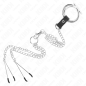 KINK - ANELLO PER PENE IN METALLO CROMATO TRIPLO DA 3,8 CM A 5 CM, CATENA IN METALLO DA 26 CM E MORSETTI PER CAPEZZOLI MOD. 2