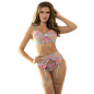 SUBBLIME - 954109 REGGISENO + SLIP CON CINTURA REGGISENO FLOREALE BLU S/M