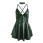 SUBBLIME - 955434 ABITO CON SPALLINE IN PELLE VERDE S/M