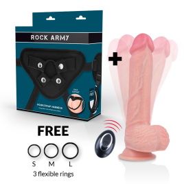 ROCKARMY - HARNESS + LIQUID SILICONE VIBRATOR PREMIUM APACHE REMOTE CONTROL 22CM