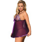 SUBBLIME - BABYDOLL CON FIOCCO E DETTAGLI LUCIDI VIOLA L / XL