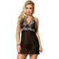 SUBBLIME - BABYDOLL BIANCO LACCI FLOREALI NERO S / M SUBBLIME - BABYDOLL BIANCO LACCI FLOREALI NERO S / M