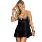 SUBBLIME - BABYDOLL NERO BEIGE LACCI FLOREALI S / M SUBBLIME - BABYDOLL NERO BEIGE LACCI FLOREALI S / M