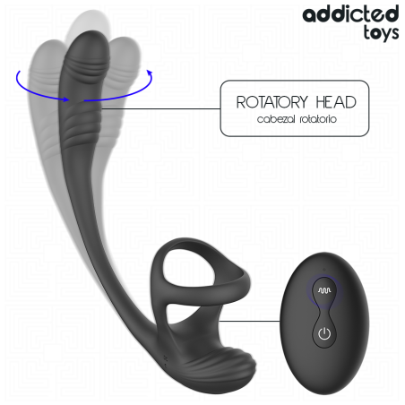 ADDICTED TOYS - PLUG ANALE CON VIBRAZIONE E OSCILLAZIONE A 360 E STIMOLATORE DEI TESTICOLI