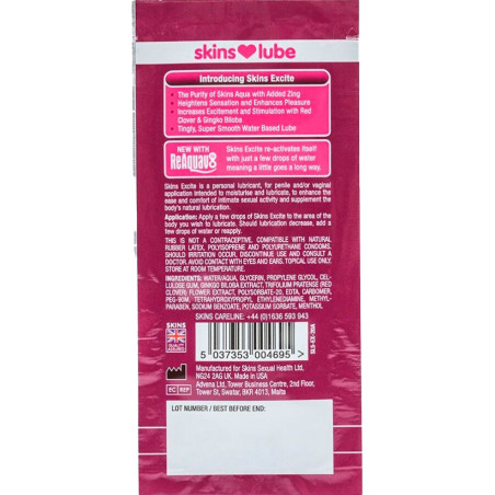 SKINS - EXCITE LUBRIFICANTE A BASE D'ACQUA MONODOSE 5 ML